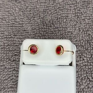 Planet Gold Red and Gold Stud Earrings